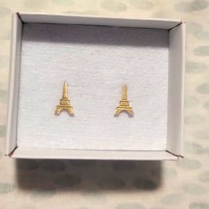 Eiffel tower gold toned stud earrings.